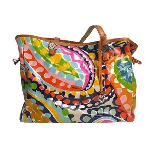 Brighton | Multicolor Floral Paisley Coated Fabric Leather Strap Tote Bag Purse